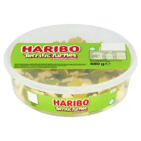 HARIBO Terrific Turtles Bubblegum Flavour Jelly & Foam Sweets Tub 480g