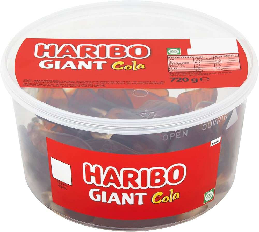 Haribo Giant Cola Bottles 720g tubs