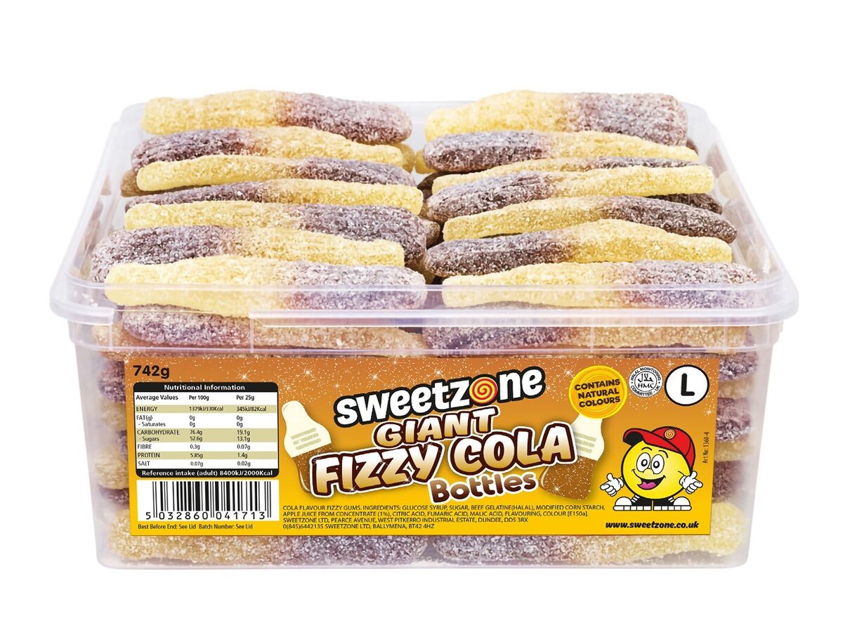 Sweetzone Giant Fizzy Cola Bottles Tub 742g