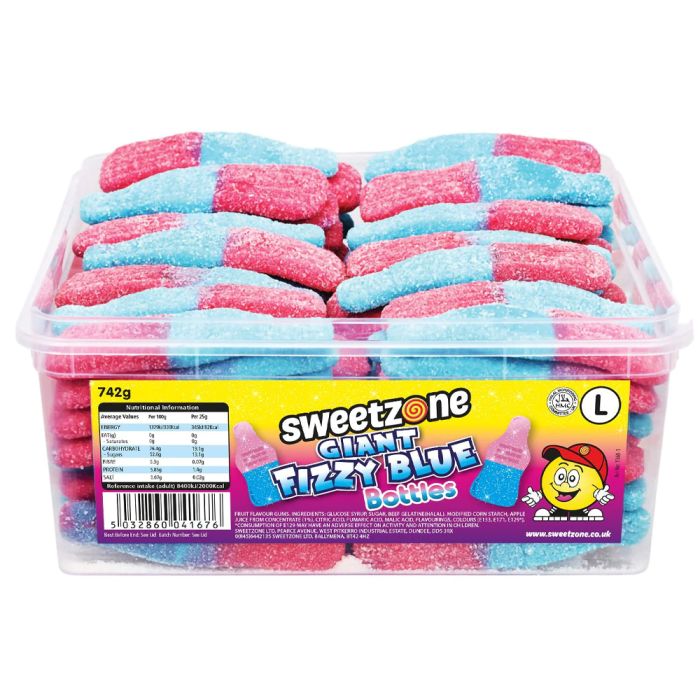Sweetzone Fizzy Blue Bottles Tub 742g