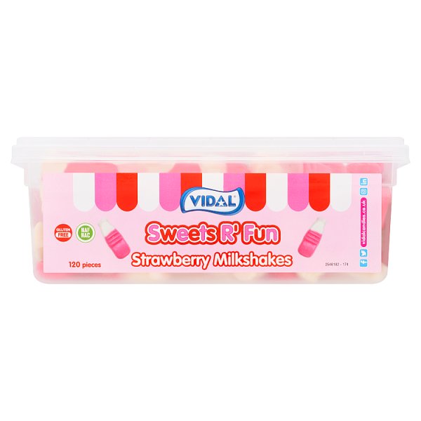 Vidal Sweets R' Fun Strawberry Milkshakes 120 Pieces 864g