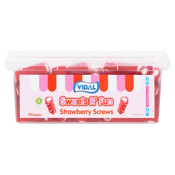 Vidal Sweets R' Fun Strawberry Screws 120 Pieces 780g