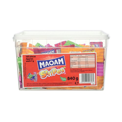 MAOAM Stripes Fruit & Cola Flavour Chewy Sweets Tub 840g