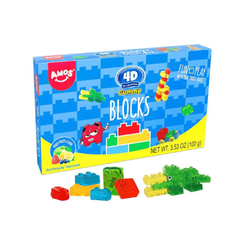 Amos 4D Gummy Building Blocks Theatre Box 100g - Pre Order