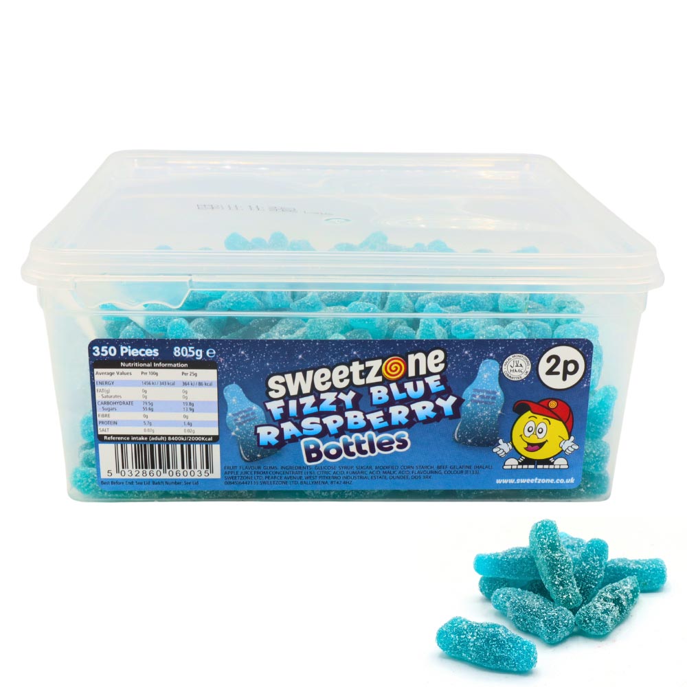 Sweetzone Fizzy Blue Raspberry Bottles 805g