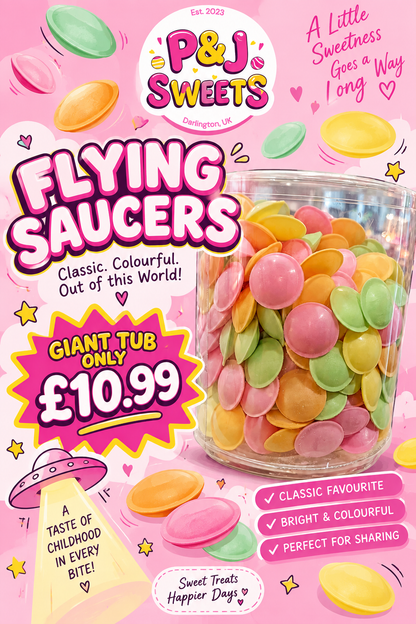 Giant tub of Flying Saucers